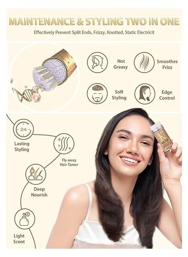 اي كي تي عصا شمع تصفيف الشعر من IKT بتثبيت قوي وطويل الأمد، غير دهني، للتحكم في الشعر المتطاير وحواف الشعر والتجعد، مناسبة للرجال والنساء، 75 جم / ‎2.7 أونصة سائلة - Image 3